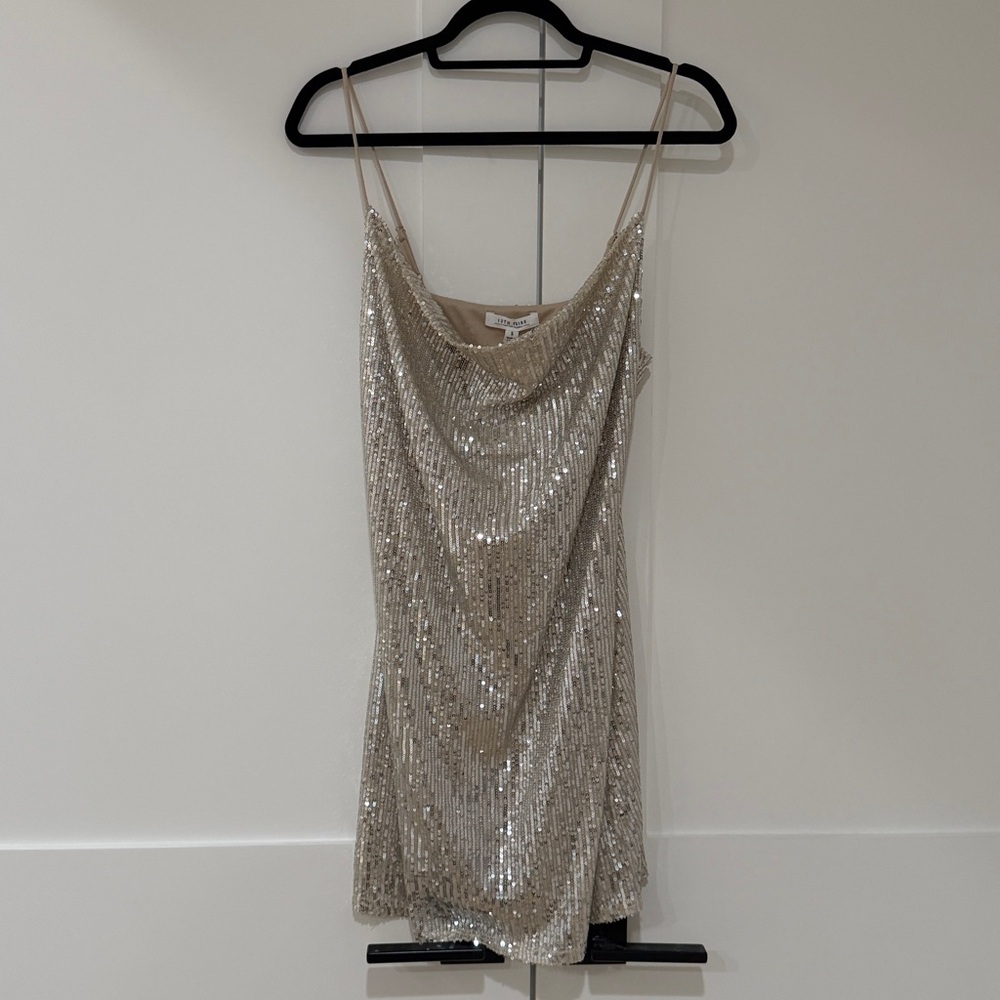 12th Tribe Silver Sequin Mini Dress